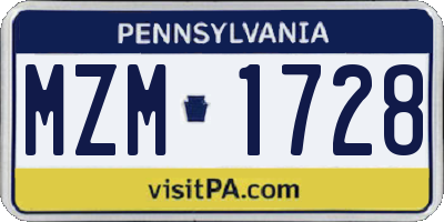 PA license plate MZM1728