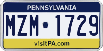 PA license plate MZM1729