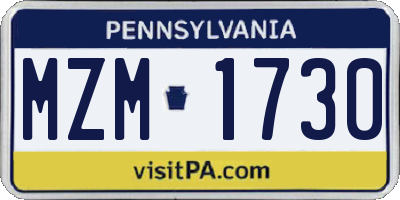 PA license plate MZM1730