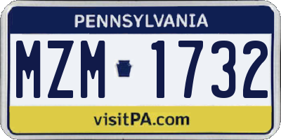 PA license plate MZM1732