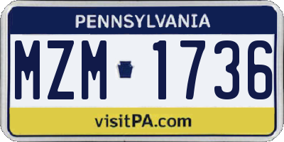PA license plate MZM1736