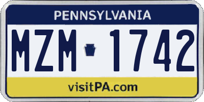 PA license plate MZM1742