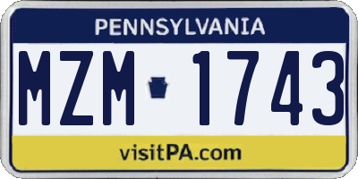 PA license plate MZM1743