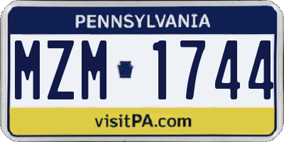 PA license plate MZM1744
