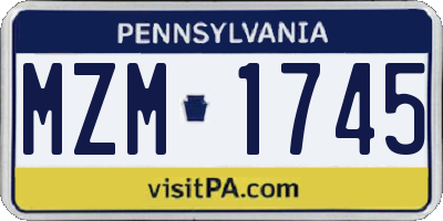 PA license plate MZM1745