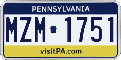 PA license plate MZM1751