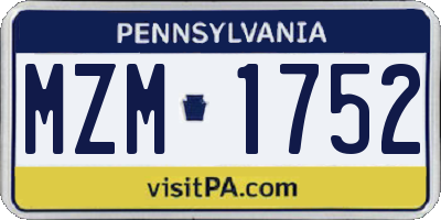 PA license plate MZM1752