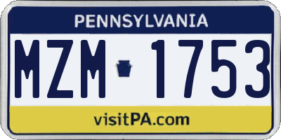 PA license plate MZM1753