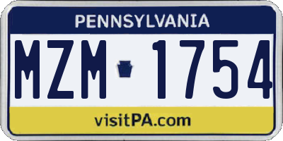 PA license plate MZM1754