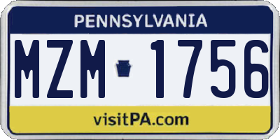 PA license plate MZM1756