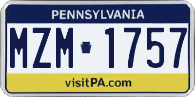 PA license plate MZM1757