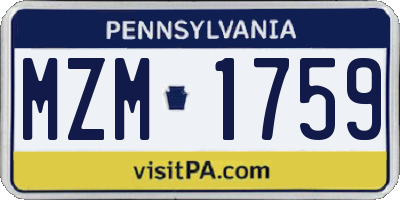 PA license plate MZM1759