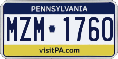 PA license plate MZM1760