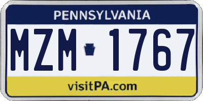 PA license plate MZM1767