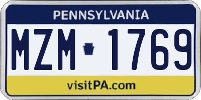 PA license plate MZM1769