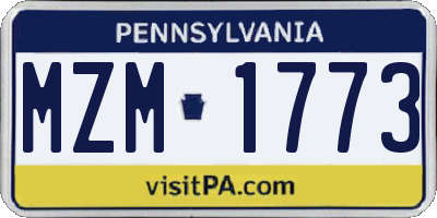 PA license plate MZM1773