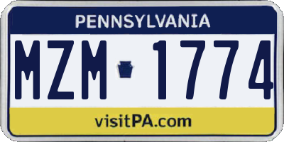 PA license plate MZM1774