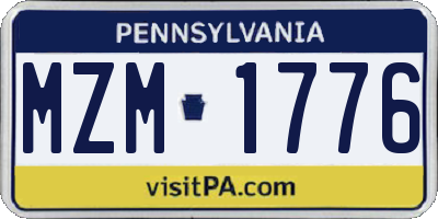 PA license plate MZM1776