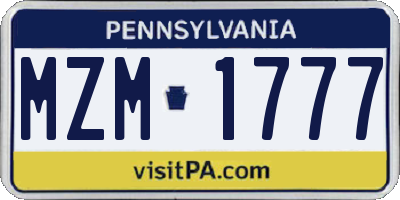 PA license plate MZM1777