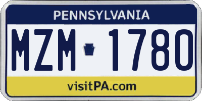 PA license plate MZM1780
