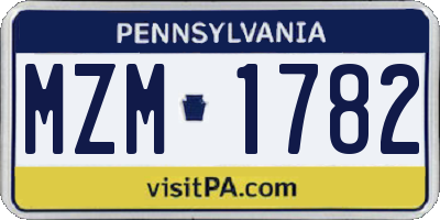 PA license plate MZM1782