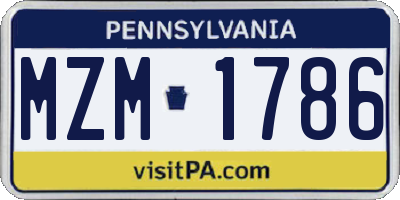 PA license plate MZM1786