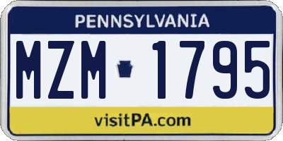 PA license plate MZM1795