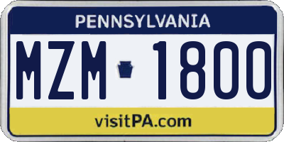 PA license plate MZM1800