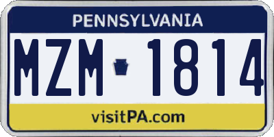 PA license plate MZM1814