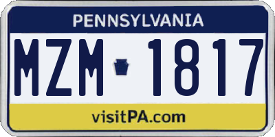 PA license plate MZM1817