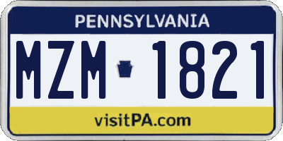 PA license plate MZM1821