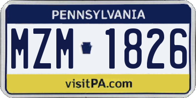 PA license plate MZM1826