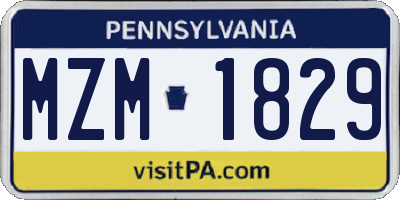 PA license plate MZM1829