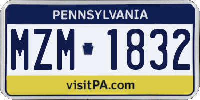 PA license plate MZM1832