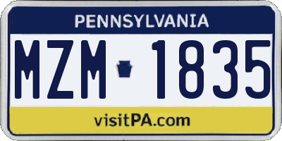 PA license plate MZM1835