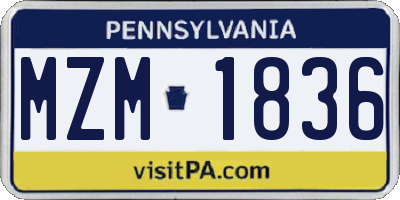 PA license plate MZM1836