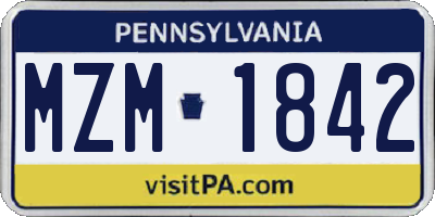 PA license plate MZM1842
