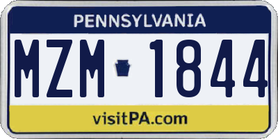 PA license plate MZM1844