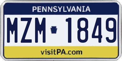 PA license plate MZM1849