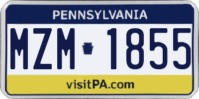 PA license plate MZM1855