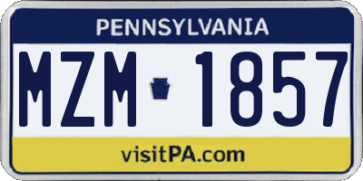 PA license plate MZM1857