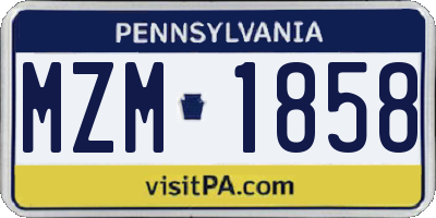 PA license plate MZM1858
