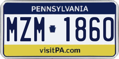 PA license plate MZM1860