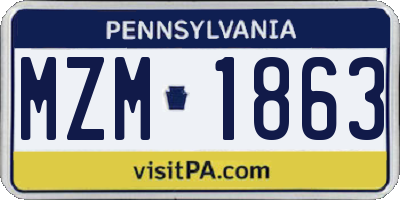 PA license plate MZM1863
