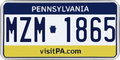 PA license plate MZM1865
