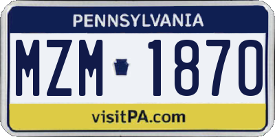 PA license plate MZM1870