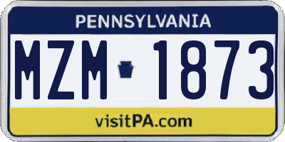 PA license plate MZM1873