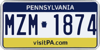 PA license plate MZM1874