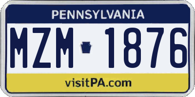 PA license plate MZM1876