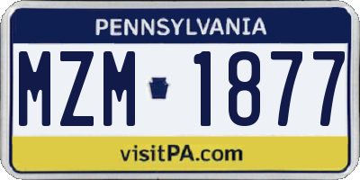 PA license plate MZM1877